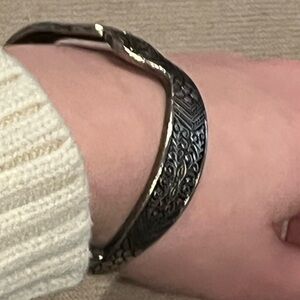 Beautiful Silver and black Textured Bangle Bracelet